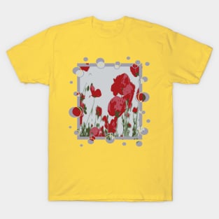 Artistic Botanical Red Poppies With Fun Border T-Shirt